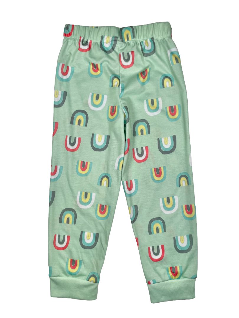 5-6, Eddie Bauer, Green, Rainbow print elastic waist pajama pants