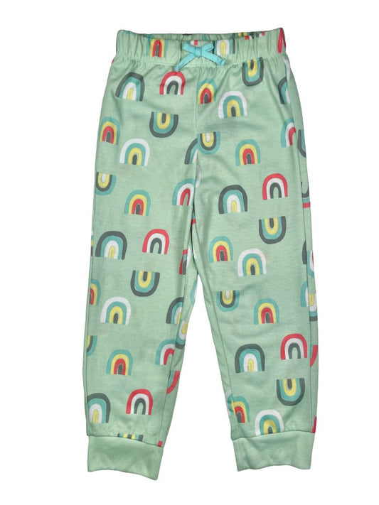 5-6, Eddie Bauer, Green, Rainbow print elastic waist pajama pants