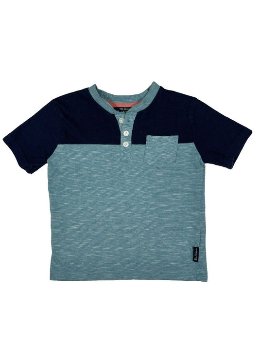 2/2T Ben Sherman, Blue, Short-sleeve two-tone button neck shirt w/ pocket, navy/blue