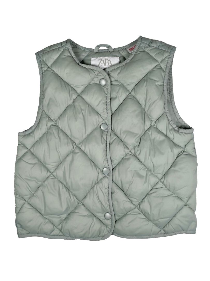 18-24 mo Zara, Green, Soft diamond-quilted vest w/ snaps