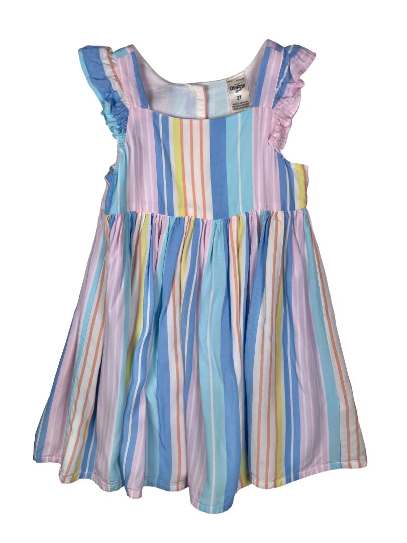 2/2T OshKosh B'Gosh, Multi, Sleeveless pastel vertical stripe dress