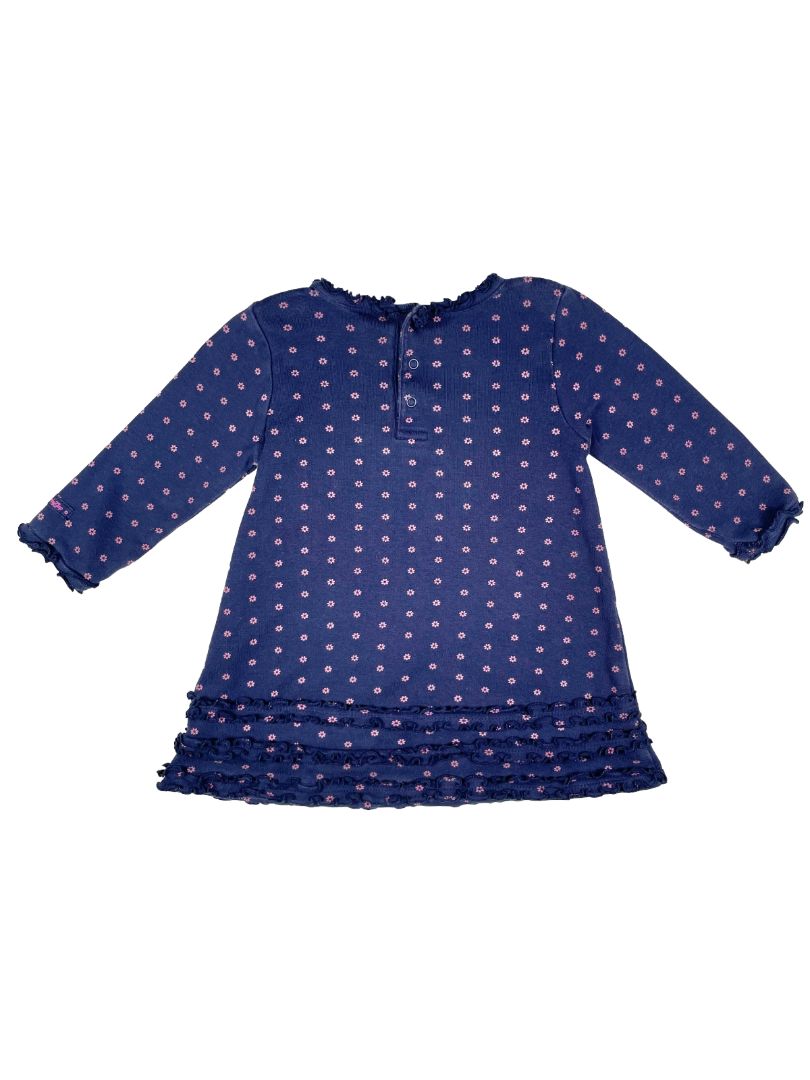 6-12 mo, babyGap, Blue, Long-sleeve ruffle bottom floral pattern dress
