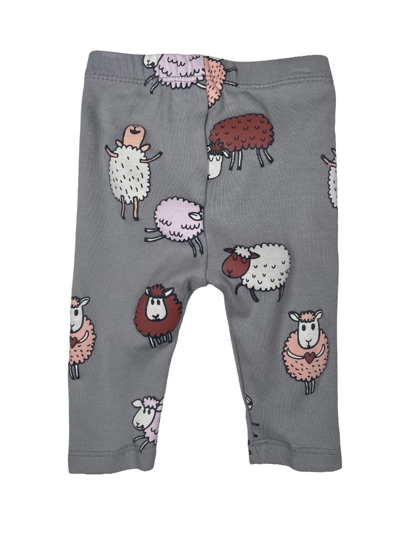 3 mo, Deux Par Deux, Grey, Sheep print baby legging