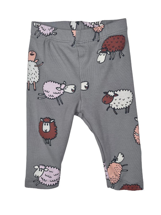 3 mo, Deux Par Deux, Grey, Sheep print baby legging