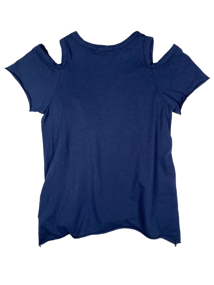 4/4T LAmade, Blue, Short-sleeve shirt w/ cutouts at shoulders, Supima cotton mix