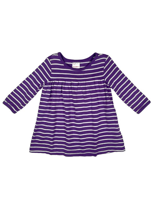 12-18 mo Hanna Andersson, Purple, Long-sleeve striped dress, front yoke seam