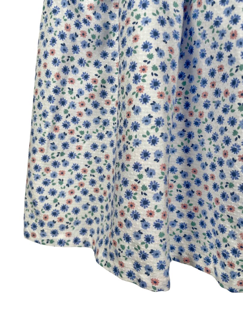2/2T Carter's, Multi, Flutter-sleeve floral dress, textured cotton, blue/pink/white