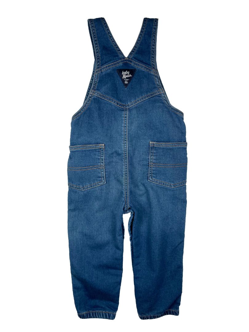 24 mo OshKosh B'Gosh, Blue, Denim overalls w/ snap legs & adjustable straps - soft + slight stretch