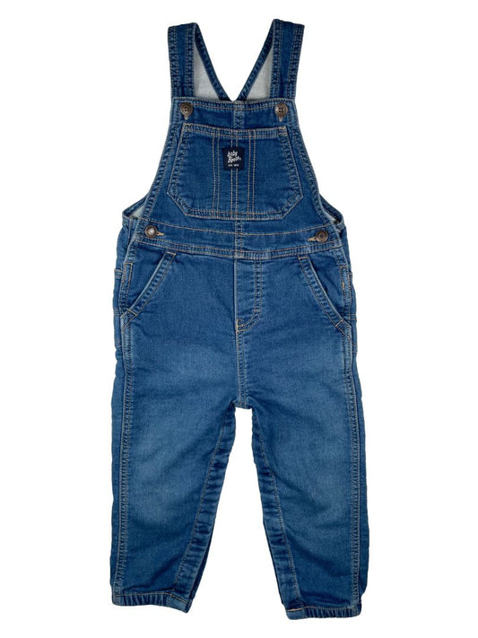 24 mo OshKosh B'Gosh, Blue, Denim overalls w/ snap legs & adjustable straps - soft + slight stretch