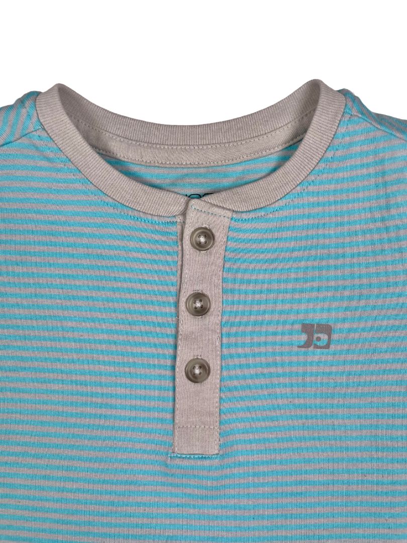 2/2T Joe's, Blue, Short-sleeve henley t-shirt, grey stripe