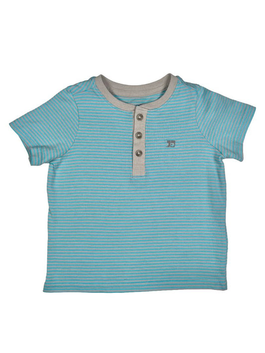 2/2T Joe's, Blue, Short-sleeve henley t-shirt, grey stripe