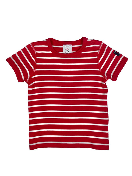 12-18 mo Polarn O. Pyret, Red, Short-sleeve striped t-shirt, red/white