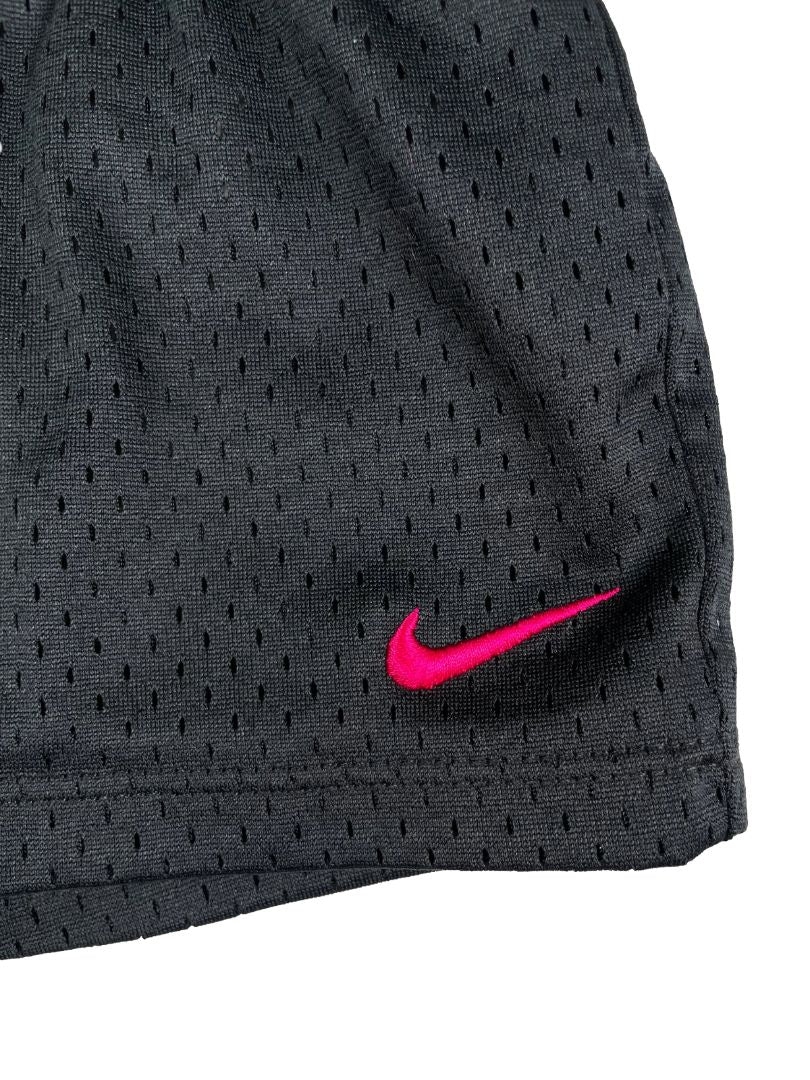 12 mo, Nike, Black, Mesh activewear shorts w/ pink swoosh