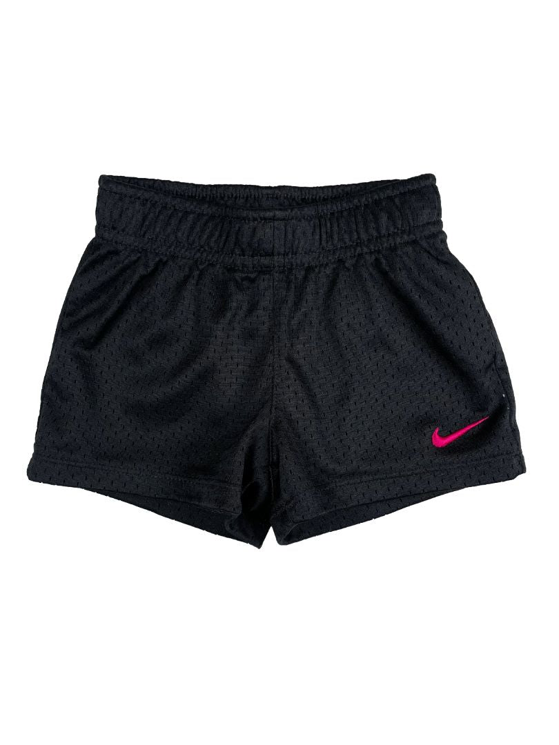 12 mo, Nike, Black, Mesh activewear shorts w/ pink swoosh