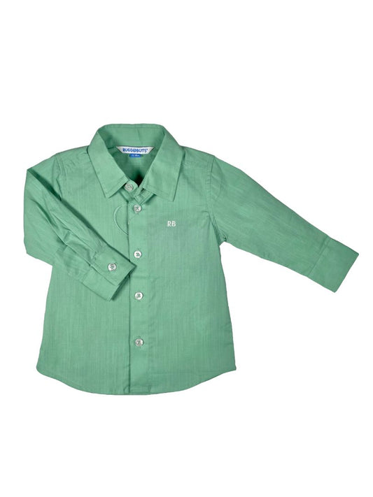 12-18 mo, Rugged Butts, Green, New w/ tags - solid long-sleeve button-up shirt (2/2)
