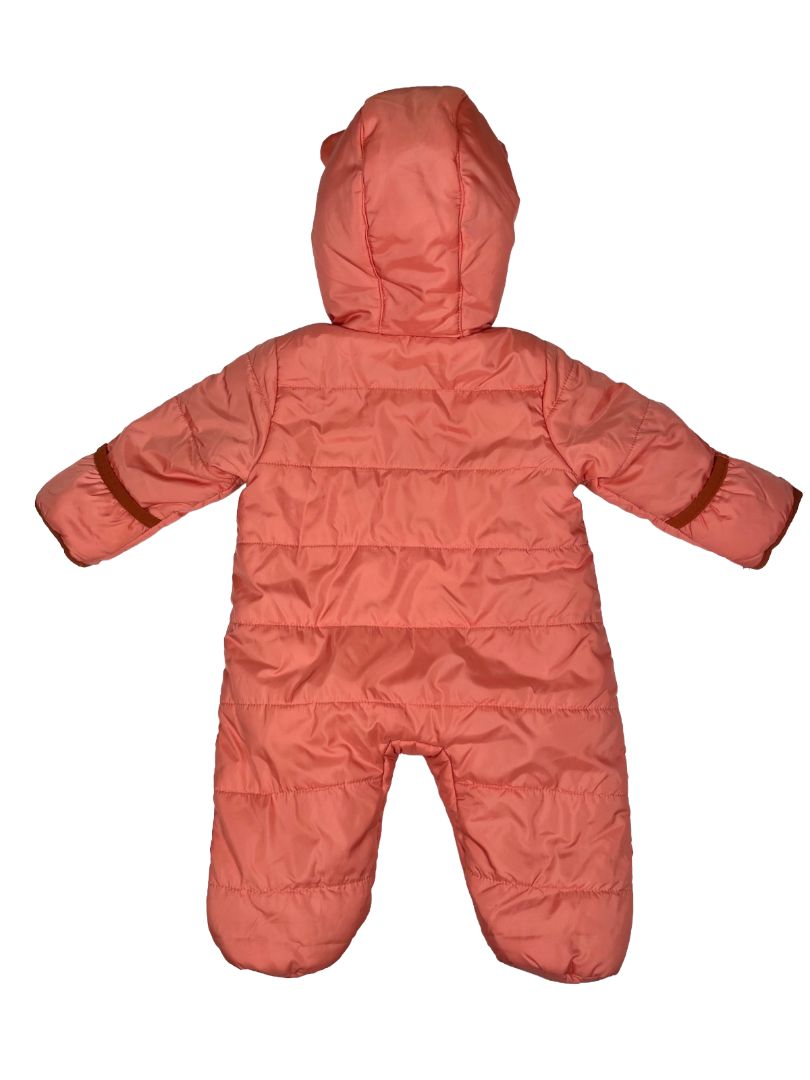0 mo / Newborn, Cat & Jack, Pink, Footed zip-up, fleece-lined puffer suit bunting, cozy lined hood w/ ears, fold-over mitts