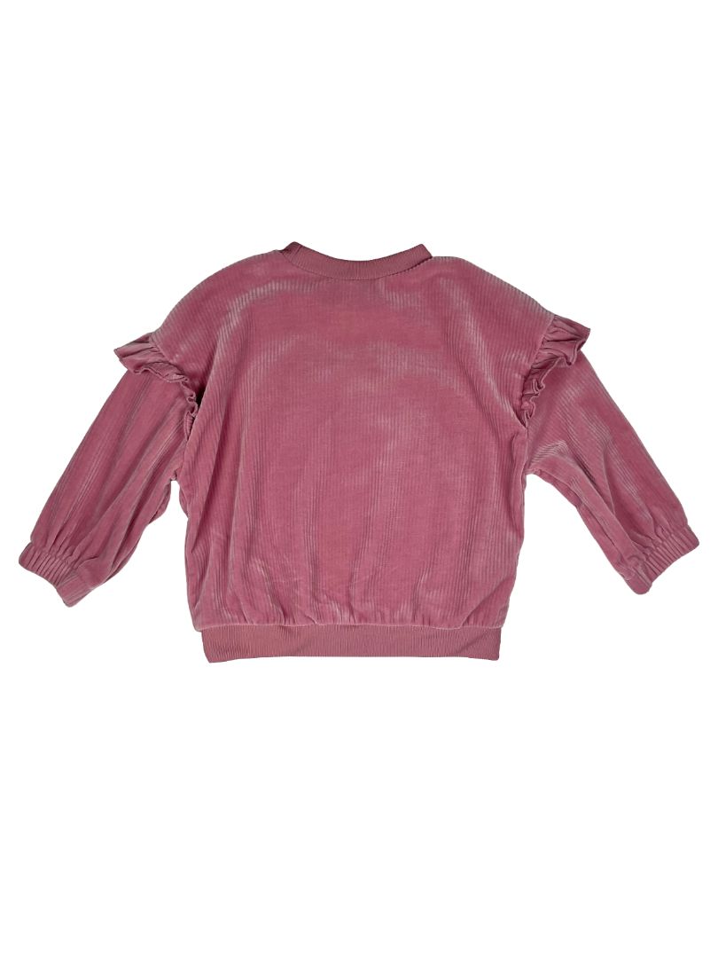 2/2T, Disney, Pink, Winnie the Pooh ribbed velour pullover sweatshirt, ruffles at shoulders