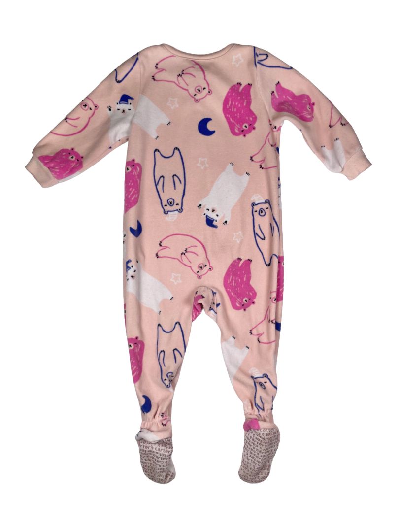 18 mo, Carter's, Pink, Fleece sleepy bear 2-way zip footed Sleep & Play
