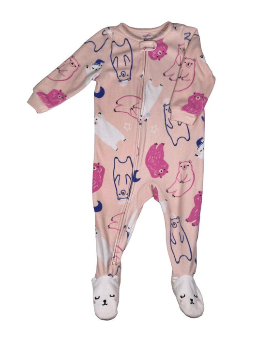 18 mo, Carter's, Pink, Fleece sleepy bear 2-way zip footed Sleep & Play