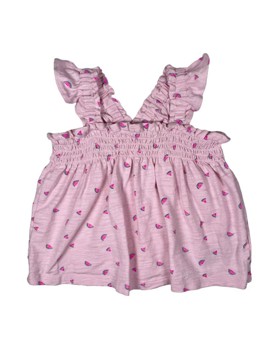 2/2T, babyGap, Pink, Watermelon print tank top, smocked chest w/ elastic ruffle straps