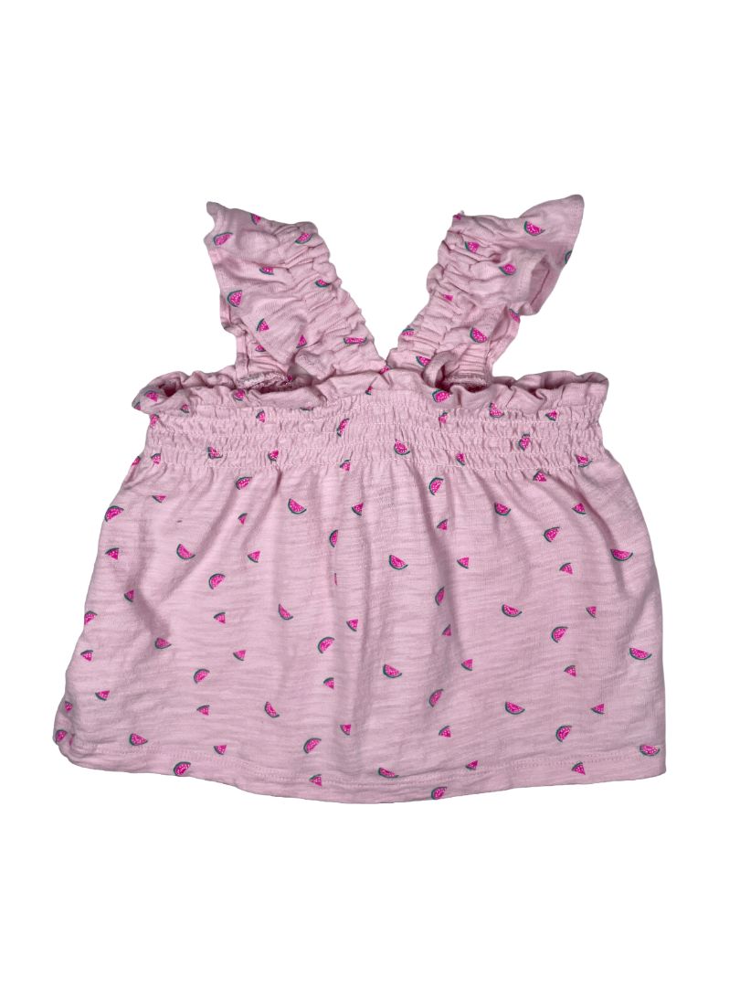 2/2T, babyGap, Pink, Watermelon print tank top, smocked chest w/ elastic ruffle straps