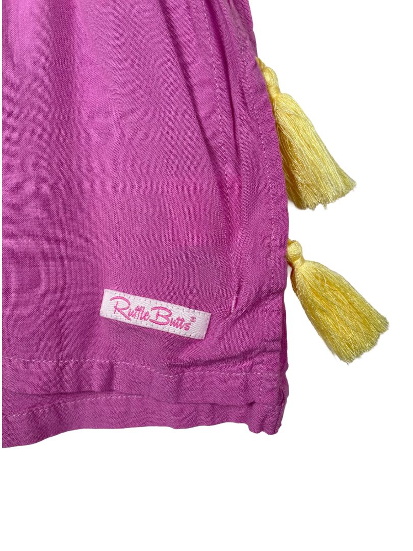 0-12 mo, Ruffle Butts, Purple, Kaftan dress w/ yellow tassels