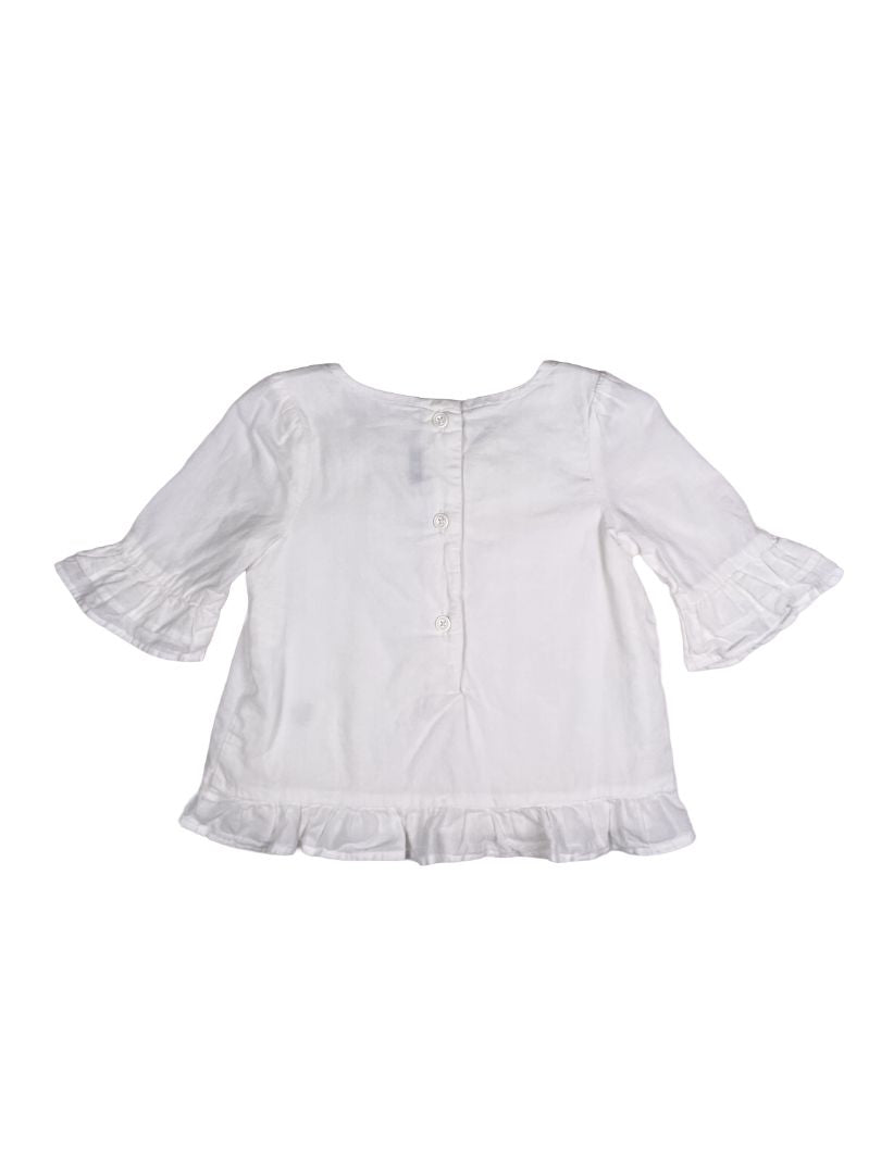 18-24 mo, Janie and Jack, White, Blouse w/ embroidery & bell sleeves, lined