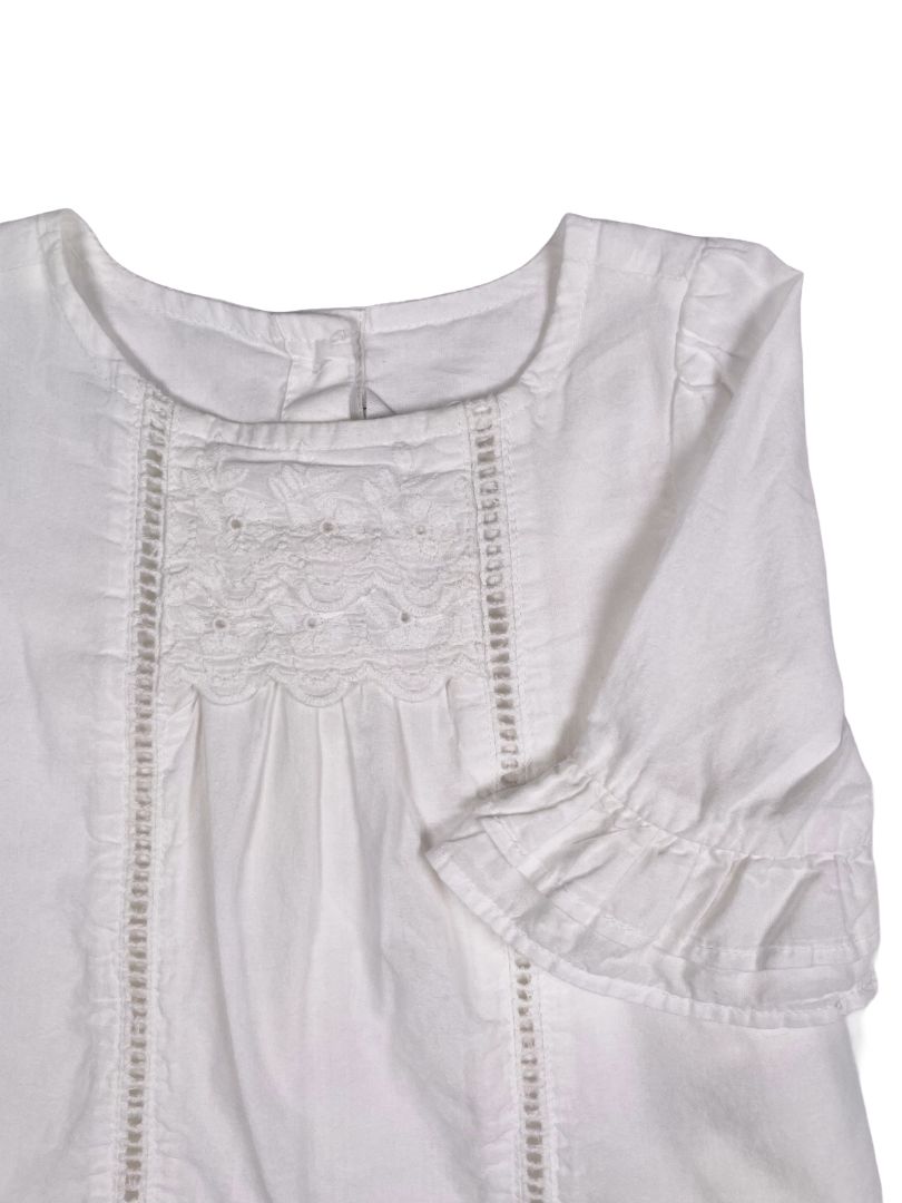 18-24 mo, Janie and Jack, White, Blouse w/ embroidery & bell sleeves, lined