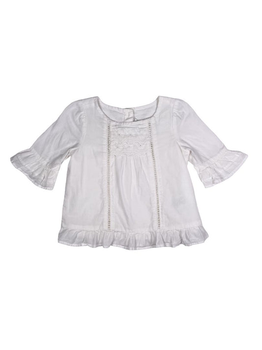 18-24 mo, Janie and Jack, White, Blouse w/ embroidery & bell sleeves, lined