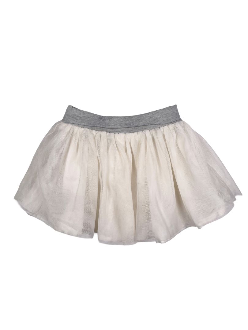 18-24 mo, babyGap, Cream, Pull-on tulle skirt, grey waistband