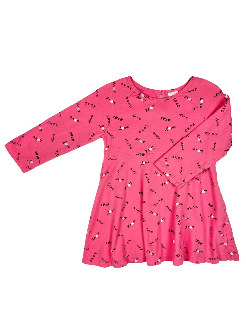 2/2T, babyGap, Pink, Long-sleeve dress w/ XOXO & Love pattern