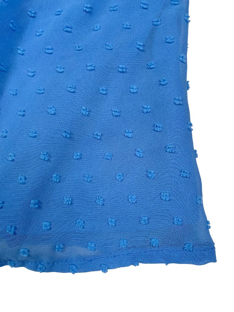 9-12 mo, Koala Kids, Blue, Sleeveless swiss dot dress, ruffles at shoulders