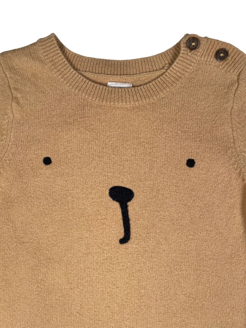 18-24 mo, babyGap, Brown, Cozy long-sleeve coverall w/ bear face, button legs