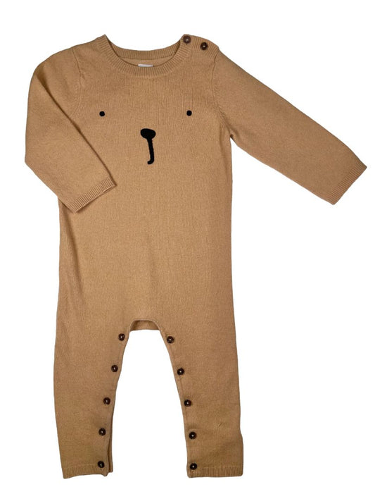 18-24 mo, babyGap, Brown, Cozy long-sleeve coverall w/ bear face, button legs