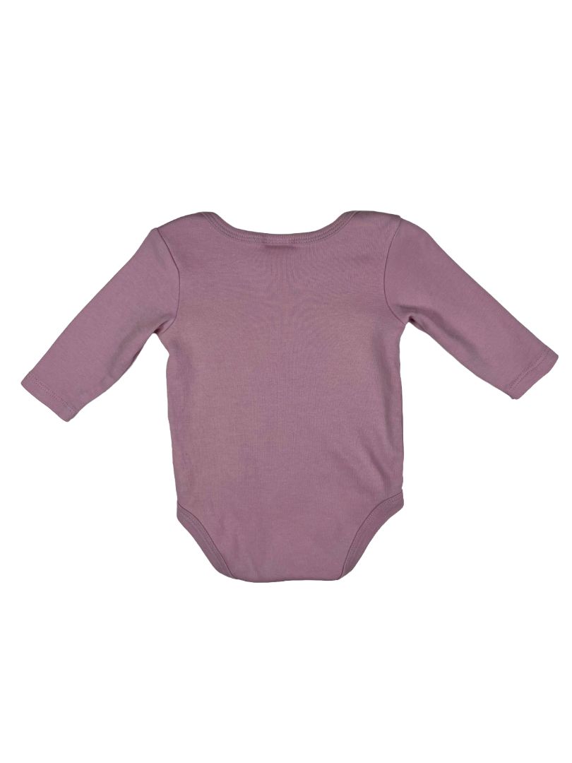 3-6 mo, Très Beau et Belle, Purple, Pima cotton solid long-sleeve bodysuit