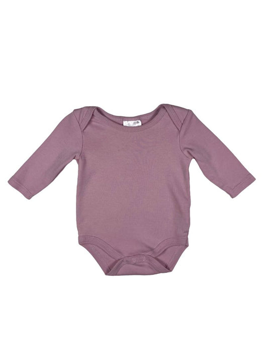 3-6 mo, Très Beau et Belle, Purple, Pima cotton solid long-sleeve bodysuit