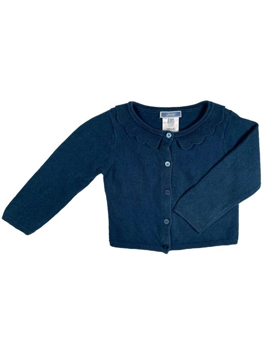 12 mo, Jacadi, Blue, Scallop collar button-up cardigan
