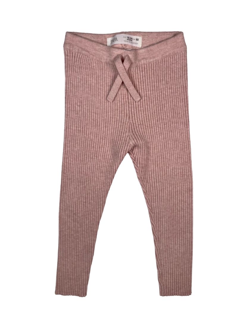 18-24 mo, Zara, Pink, Ribbed sweater leggings, decorative tie