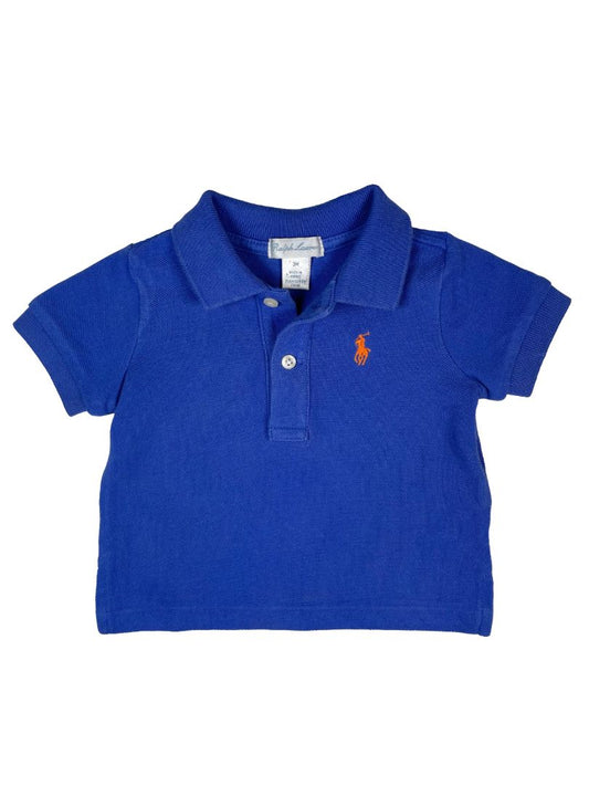 3 mo, Ralph Lauren, Blue, Short-sleeve polo shirt, orange emblem