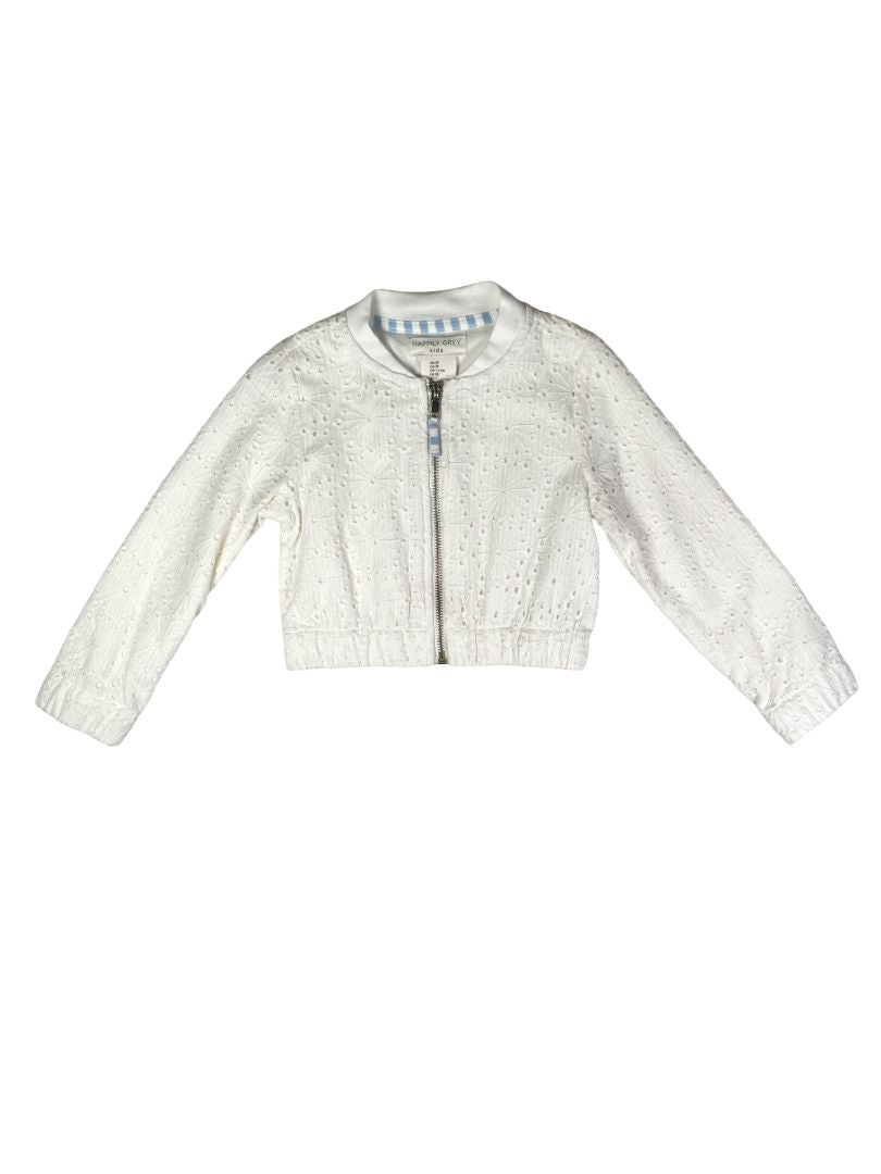 2/2T, Happily Grey, Cream, Embroidered bomber jacket