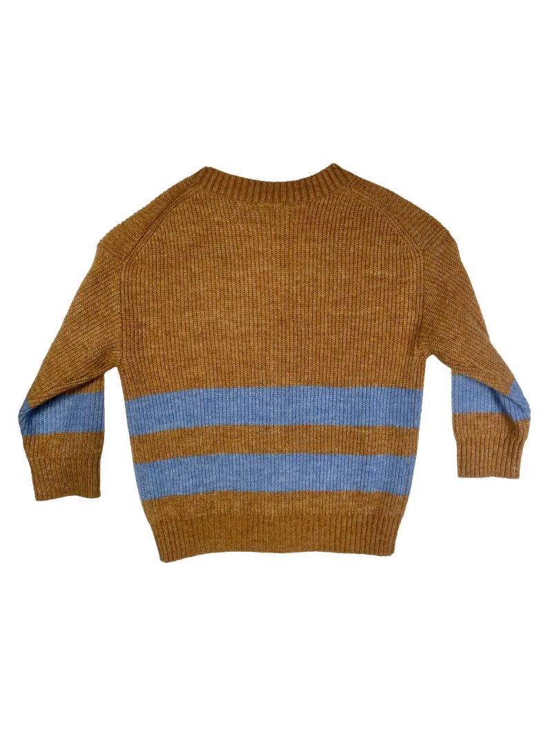 3-4, Zara, Brown, Soft blue striped button-up cardigan