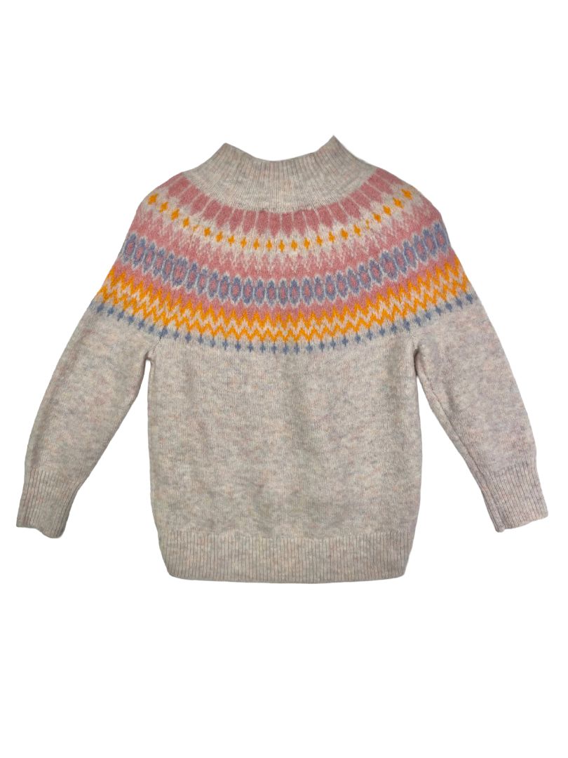 2-3, J.Crew Crewcuts, Cream, NEW w/ tags - Super soft wool/alpaca mix mock neck fair isle sweater, pink/yellow/blue