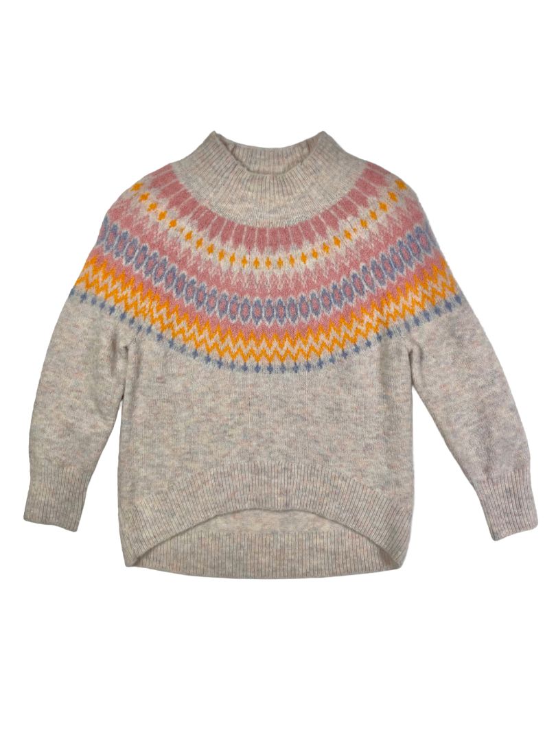 2-3, J.Crew Crewcuts, Cream, NEW w/ tags - Super soft wool/alpaca mix mock neck fair isle sweater, pink/yellow/blue