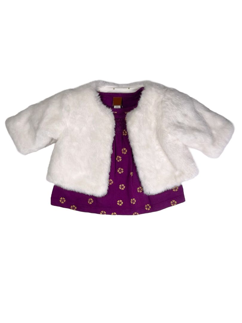 3 mo, Jacadi, White, NEW w/ tags - Faux fur jacket, single snap closure