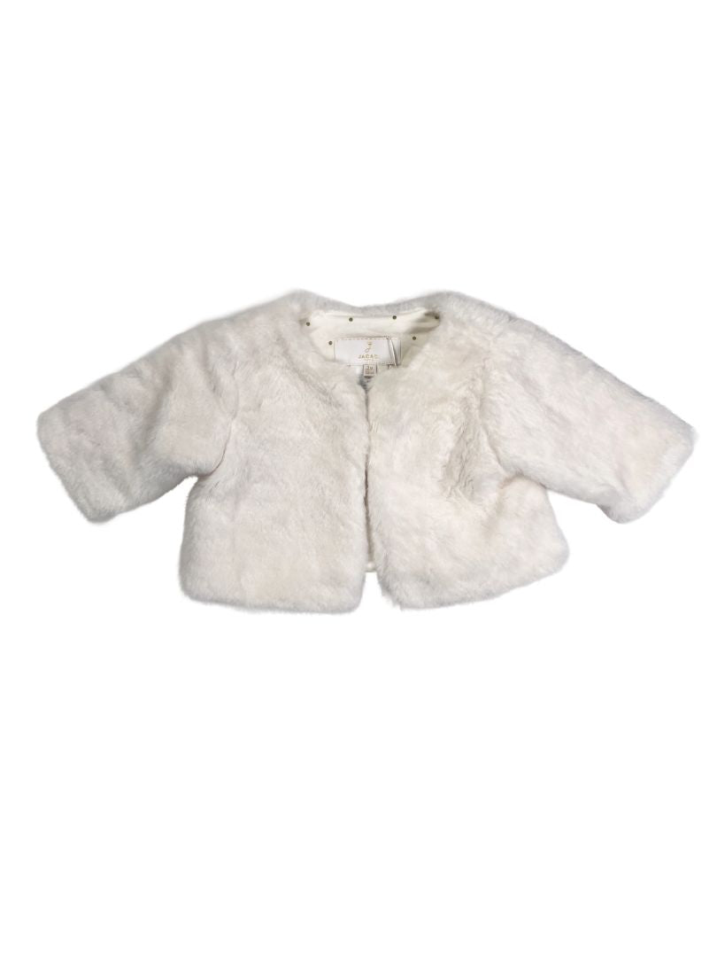 3 mo, Jacadi, White, NEW w/ tags - Faux fur jacket, single snap closure