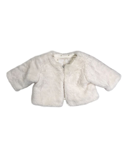 3 mo, Jacadi, White, NEW w/ tags - Faux fur jacket, single snap closure