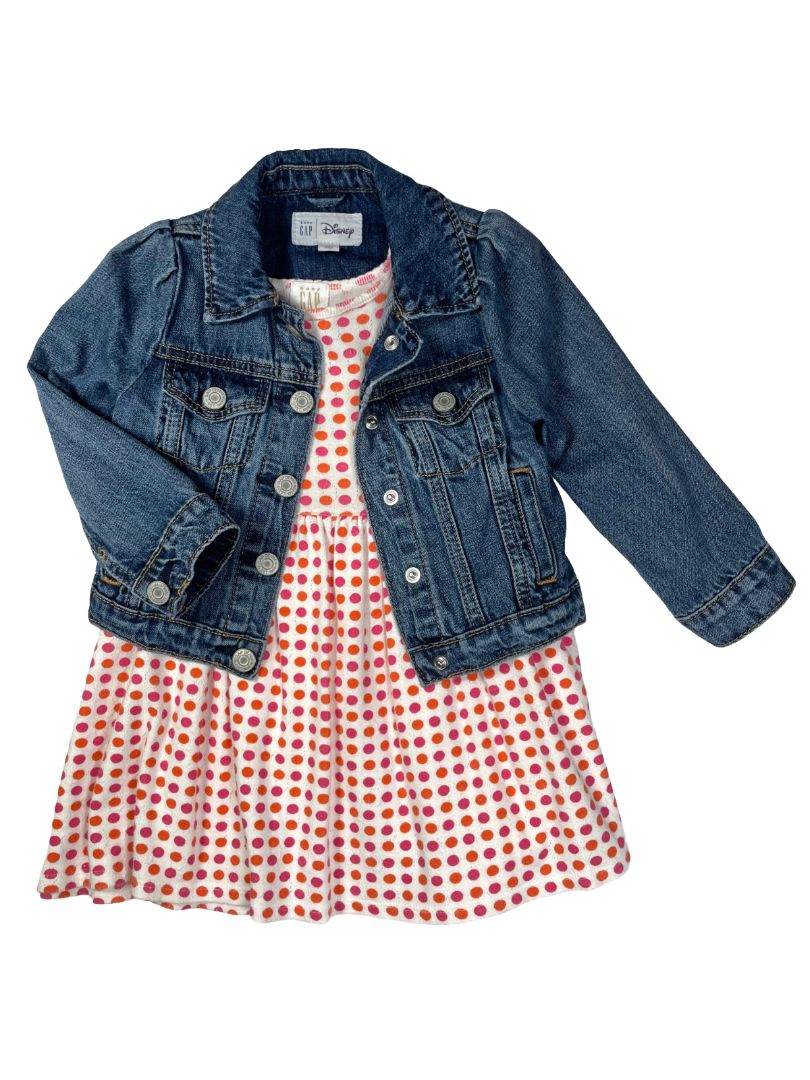 3/3T, babyGap, Blue, Denim jacket, Minnie Mouse appliqué on back