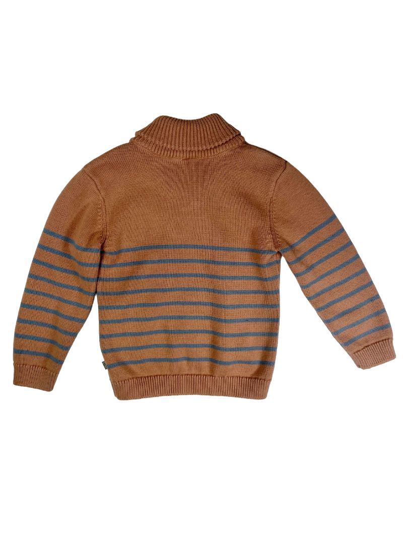4/4T, Gerber Modern Moments, Brown, Grey striped sweater, shawl collar