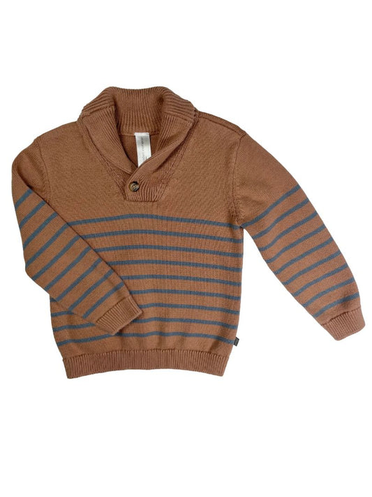 4/4T, Gerber Modern Moments, Brown, Grey striped sweater, shawl collar