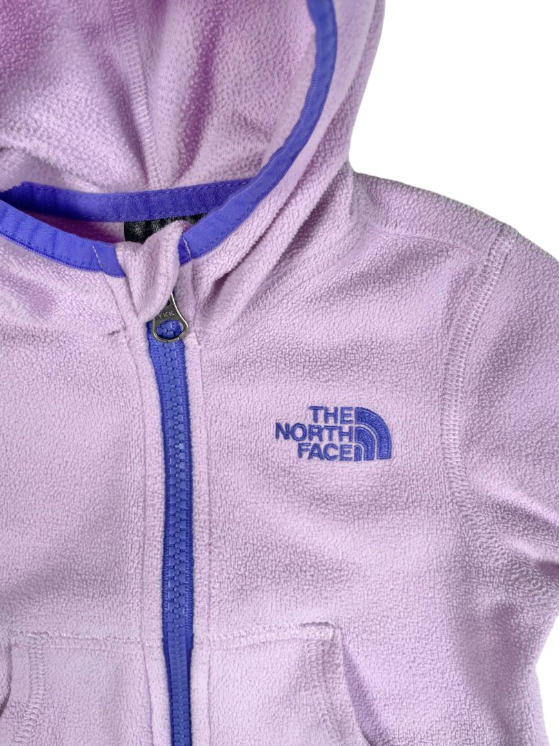 3-6 mo, The North Face, Purple, Fleece zip-up hooded jacket, contrast trim